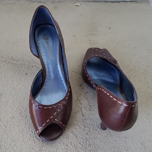 NATURALIZER BROWN PEEP TOE PUMP HEEL SHOES 7 - Picture 4 of 5